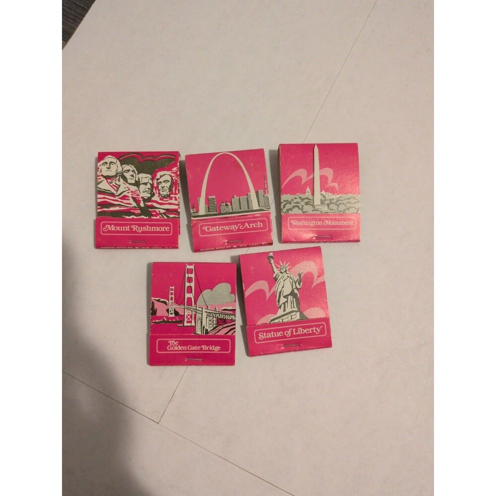 5pc Americana 70's Matchbooks With Iconic Tourist Attractions
